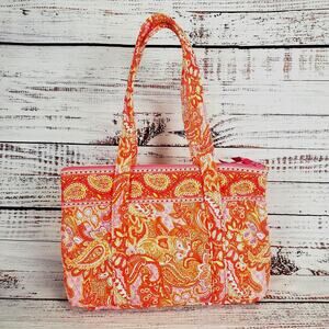 Vintage Vera Bradley Betsy Sherbet Purse Tote Pinks Coral Paisley Printed Bag